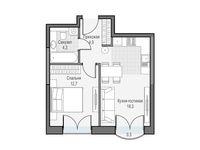 Планировка 1-комнатной квартиры, 40,27 м2