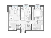 Планировка 2-комнатной квартиры, 67,94 м2