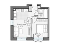 Планировка 1-комнатной квартиры, 35,23 м2