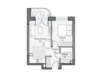 Планировка 1-комнатной квартиры, 38,57 м2