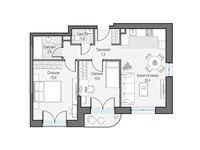 Планировка 2-комнатной квартиры, 61,25 м2