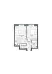 Планировка 1-комнатной квартиры, 43,49 м2