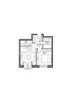 Планировка 1-комнатной квартиры, 40,58 м2