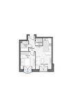 Планировка 1-комнатной квартиры, 44,57 м2