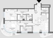 Планировка 2-комнатной квартиры, 103,2 м2