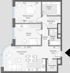 Планировка 2-комнатной квартиры, 95,8 м2