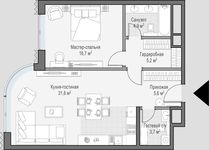 Планировка 1-комнатной квартиры, 67,2 м2