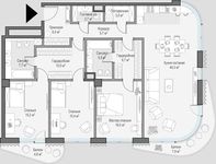 Планировка 3-комнатной квартиры, 142,9 м2