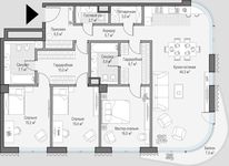 Планировка 3-комнатной квартиры, 141,4 м2