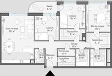 Планировка 3-комнатной квартиры, 138,7 м2