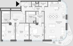 Планировка 3-комнатной квартиры, 161,1 м2