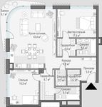 Планировка 2-комнатной квартиры, 117,9 м2