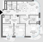 Планировка 3-комнатной квартиры, 127,5 м2