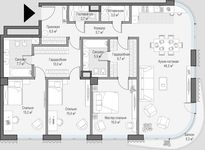 Планировка 3-комнатной квартиры, 140,8 м2