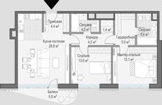 Планировка 2-комнатной квартиры, 85,6 м2
