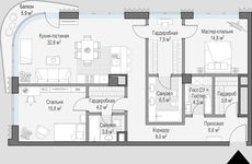 Планировка 2-комнатной квартиры, 110,2 м2
