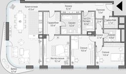 Планировка 3-комнатной квартиры, 152 м2