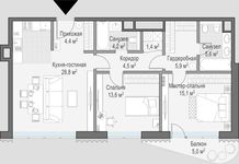 Планировка 2-комнатной квартиры, 85,4 м2