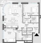 Планировка 2-комнатной квартиры, 118,4 м2