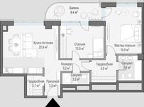Планировка 2-комнатной квартиры, 83,3 м2