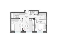 Планировка 2-комнатной квартиры, 59,11 м2