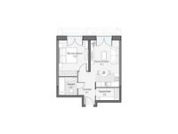 Планировка 1-комнатной квартиры, 45,87 м2