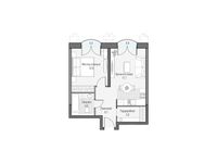 Планировка 1-комнатной квартиры, 46,09 м2