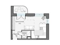Планировка квартиры студии, 30,54 м2