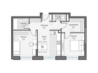 Планировка 2-комнатной квартиры, 59,26 м2