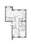 Планировка 3-комнатной квартиры, 108,67 м2