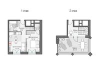 Планировка 2-комнатной квартиры, 61,55 м2
