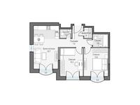 Планировка 2-комнатной квартиры, 61,4 м2