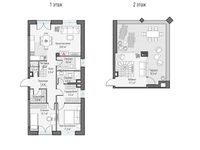 Планировка 2-комнатной квартиры, 116 м2