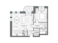 Планировка 2-комнатной квартиры, 69,09 м2