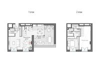 Планировка 2-комнатной квартиры, 64,25 м2