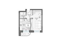 Планировка 1-комнатной квартиры, 35,98 м2