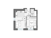 Планировка 1-комнатной квартиры, 35,72 м2