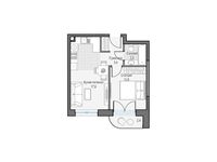 Планировка 1-комнатной квартиры, 35,87 м2