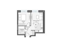 Планировка 1-комнатной квартиры, 38,45 м2