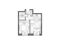 Планировка 1-комнатной квартиры, 40,17 м2