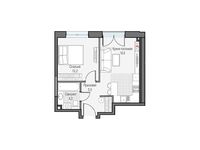 Планировка 1-комнатной квартиры, 38,32 м2