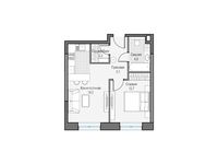 Планировка 1-комнатной квартиры, 43,94 м2