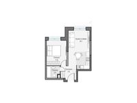 Планировка 1-комнатной квартиры, 38,07 м2