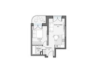 Планировка 1-комнатной квартиры, 39,19 м2