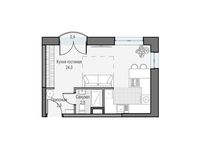 Планировка квартиры студии, 29,53 м2