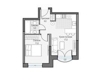 Планировка 1-комнатной квартиры, 36,49 м2