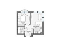 Планировка 1-комнатной квартиры, 34,97 м2