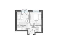 Планировка 1-комнатной квартиры, 34,93 м2