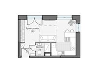 Планировка квартиры студии, 29,97 м2