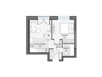 Планировка 1-комнатной квартиры, 35,29 м2
